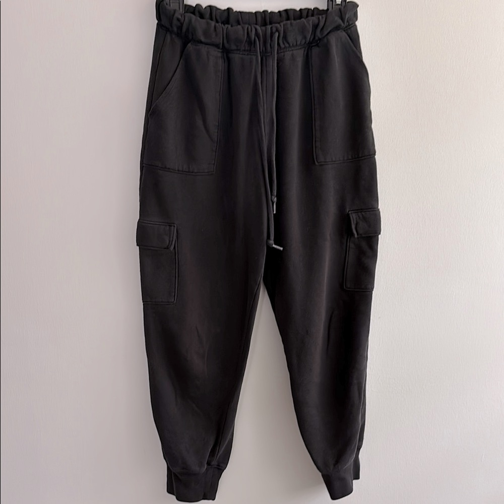 Pink Victoria’s Secret black jogger cargo sweatpants